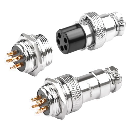 QIANRENON Gold Plated GX16 5Pin Aviation Plug Cable Solder Connector GX16 5 Pole Male Bulkhead Mount Airline Plug GX16-5 Female Round Adapter M16, 250V/5A. for Electrical Electronic Signal, 2Pcs