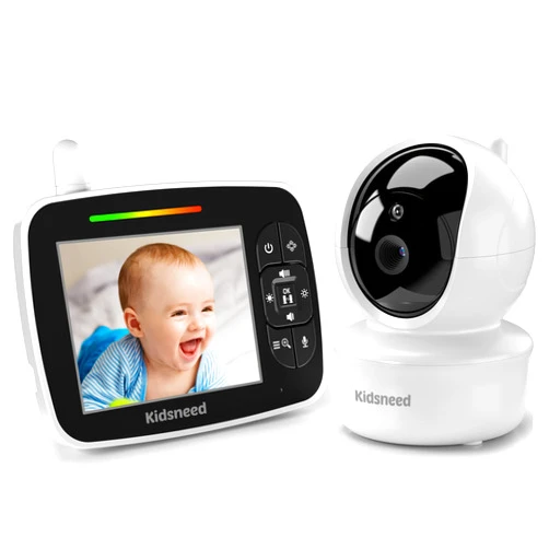 Kidsneed Baby Monitor - 3.5 Inch Video Baby Monitor with Remote Control Pan& Tilt &Zoom Camera, Two-Way Audio, Night Vision, Temperature Monitoring, Lullabies, 960ft Long Range