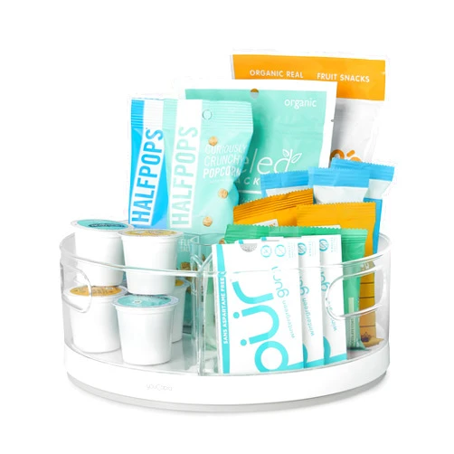 YouCopia Crazy Susan Lazy Susan Organizer, 3 BPA-Free Removable Clear Bins with Handles, Rotating Storage Turntable for Kitchen Cabinet, Pantry and Bathroom Organization