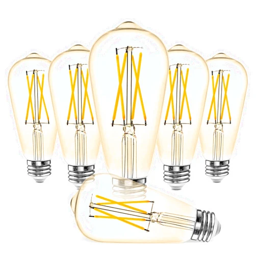 LEDMUNDO Vintage Light Bulbs LED Edison Bulb 60W, 2300K Amber Warm, E26 Light Bulbs Medium Base, Non Dimmable ST19/58 Antique Style, UL Listed, 7W 550LM 95+CRI, Pack of 6