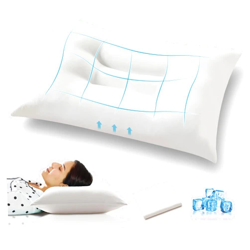 Globon Cooling Bed Pillow for Sleeping Queen Size Down Alternative Pillow for Back & Stomach Sleepers, Soft Pillow with Ergonomic Design Neck & Shoulders Support, Pack of 1, 18