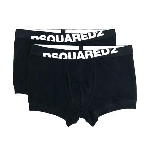 DSQUARED2 2-Pack Angled Logo Low-Rise Men's Boxer Trunks, Black