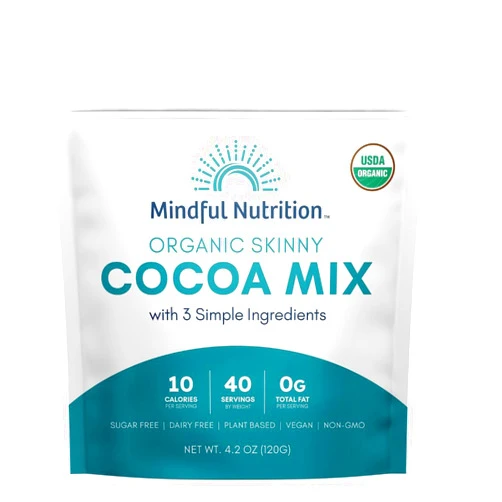 Mindful Nutrition Organic Skinny Hot Cocoa Mix - 40 Servings - Sugar Free Hot Chocolate Mix Gluten Free Dark Chocolate High Flavonoid Slimming Chocolate Powder Keto Friendly Dairy Free Vegan Low Carb