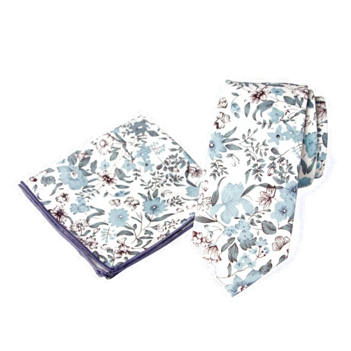 Spring Notion Men's Floral Necktie and Pocket Square Handkerchief Hanky Set