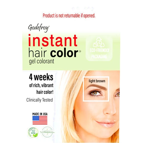 Godefroy Instant Hair Color 3 applications per kit - Light Brown Starter Pack 3 Application Kit