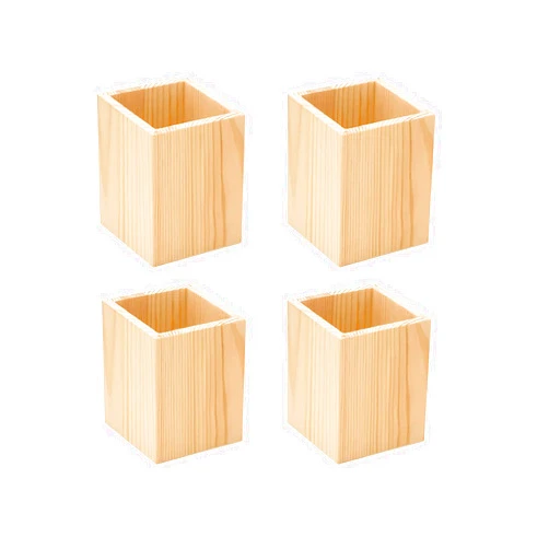Cregugua 6 Pack Wood Pen hlolder Unfinished Wooden Pencil Holder for Homemade DIY Crafts (3