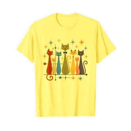Vintage Retro Mid-Century Cat Lover Shirt Mid-Century Modern Look Atomic Age 50s 60s Cat Shirt T-Shirt