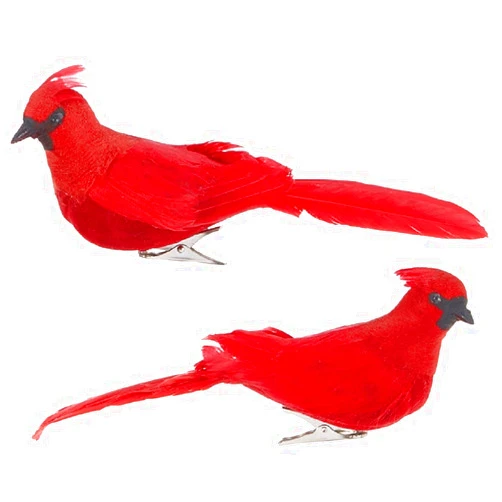 RAZ Imports - 7-inch Clip-On Cardinal Ornaments - Set of 2 Assorted
