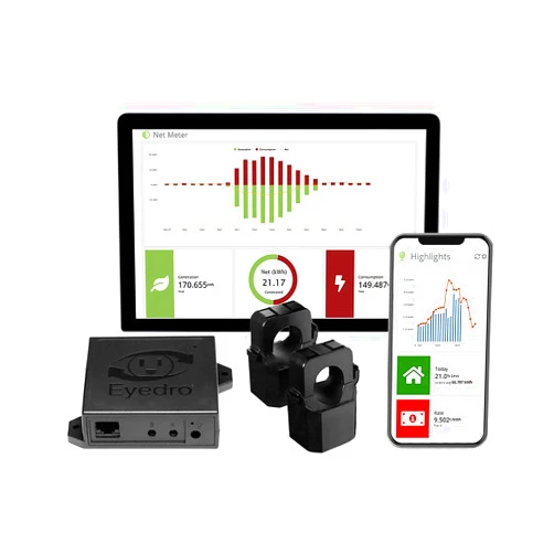 Eyedro Home Energy Monitor - Solar Energy/Net Metering - Save on Electricity - Bills & Reports - Real-Time Electricity Data & History - EYEDRO-HOME Ethernet or WiFi Connect (2.4 GHz)
