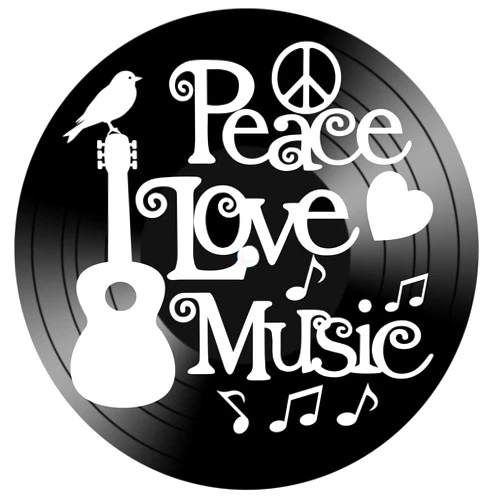 Handmade Peace Love Music Quote on a Real Repurposed Upcycled Vinyl Record Wall Album
