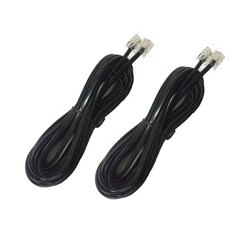 Vineen Phone Cord,Glian 2 Pack 6P4C 5M 16ft Black Phone Telephone Extension Cord Cable Line Wire RJ11 Modular Plug for Landline Telephone Modem Accessory
