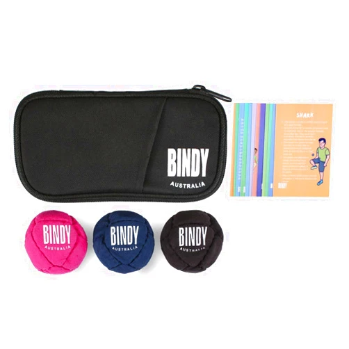BINDYAUS Bindy Australia Hacky Sack Balls for Kids Adults Bulk - 3 Pack - Footbag Set, Playing Cards, and Carry Case - Beach Toys Camping Games Juggling Toys for Teens
