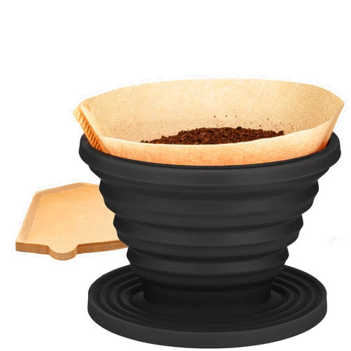 COLETTI Sierra Camping Pour Over Coffee Dripper — Collapsible Pour Over Coffee Dripper — Includes Pack of Paper Filters [Black, Pack of 1]