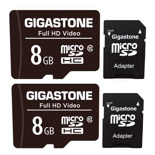 GIGASTONE 8GB 2-Pack Micro SD Card, Full HD Video, Surveillance Security Cam Action Camera Drone, 85MB/s Micro SDHC Class 10