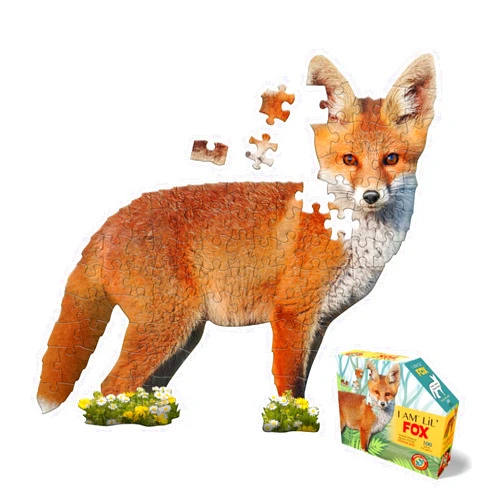 Madd Capp Puzzles Jr. - I AM Lil’ Fox - 100 Pieces - Animal Shaped Jigsaw Puzzle