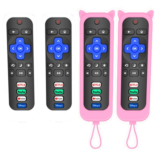 MOKEMAKE Remote for Roku TV & Cover for Roku Remote, 2-Pack Remotes Replacement Cover Compatible with Sharp Roku TV Remote, Replacement for Sharp Roku TV Remote