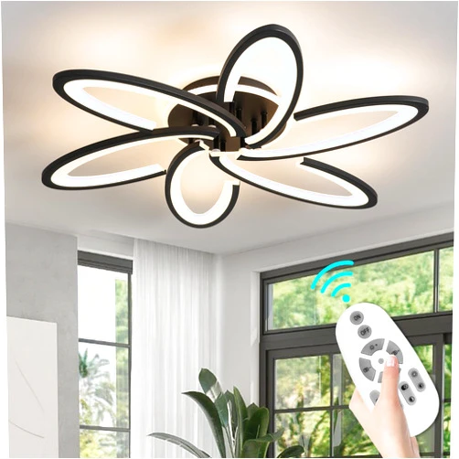 SEABLE Modern LED Ceiling Light, 6+1 Rings 93W Dimmable Ceiling Light Fixtures 29.5