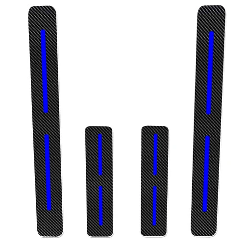 Cobear for OPEL Combo Cargo Vivaro Movano Carbon Fiber Door Sill Guard Protector Scuff Plate Cover Blue 4Pcs