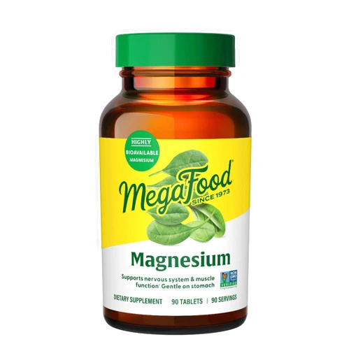 MegaFood Magnesium - Supports heart & nervous system - Magnesium Supplement with fermented Magnesium Glycinate - Vegan, Gluten-Free, Non-GMO and Kosher - Made Without 9 Food Allergens - 90 Tabs