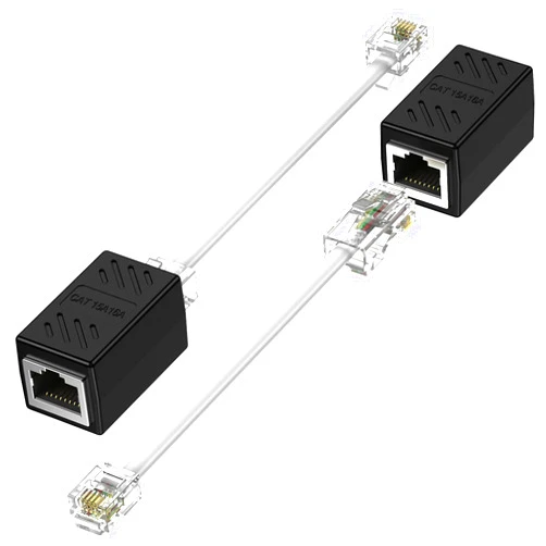 XCZZYB Phone Jack to Ethernet Cable Adapter, RJ45 8P8C Female to RJ11 6P4C Male for Landline Telephone Service (2 Pack)