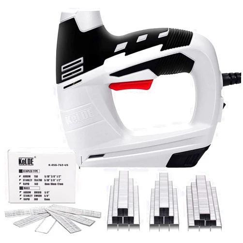 KeLDE 4-in-1 Electric Staple/Nail Gun, 120V Power Hand Stapler with 1200pcs Staples and Nails - Lightweight, Safety & Ergonomic for Wood, DIY Crafts, Upholstery Projects