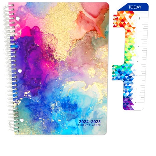 Global Datebooks Dated Middle School or High School Student Planner for Academic Year 2024-2025 includes Ruler/Bookmark and Planning Stickers (Matrix Style - 8.5