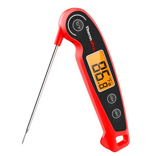 ThermoPro TP605 Instant Read Meat Thermometer for Cooking, Waterproof Digital Food Thermometer with Large Backlit LCD, 180° Foldaway Probe Kitchen Thermometer for Grilling, Smoking & Candy Making