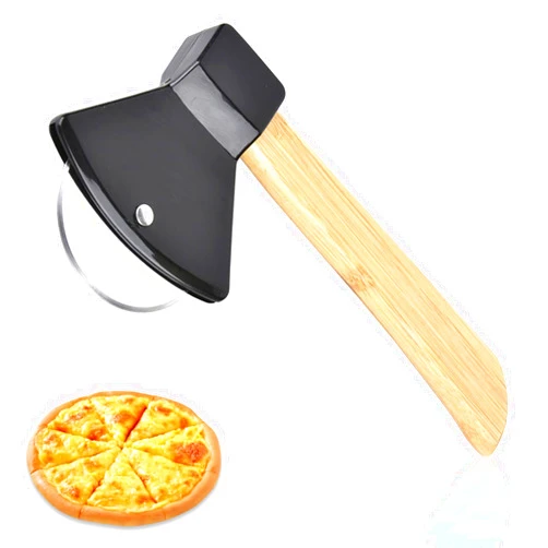 HERCHR Stainless Steel Pizza Cutter, Round Axe Pizza Cutter Kitchy Pizza Cutter Wheel with Cover Handheld Food Slicer for Home Restaurant Round Axe Pizza Cutter Kitchy Pizza Cutter (black)