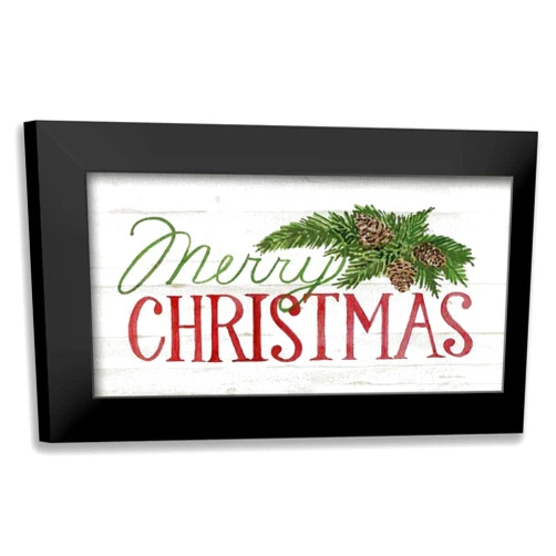 ArtDirect - McKenna, Kathleen Parr 18x11 Black Modern Framed Art Print Titled: Holiday Saying II on Wood Whitewash Dark