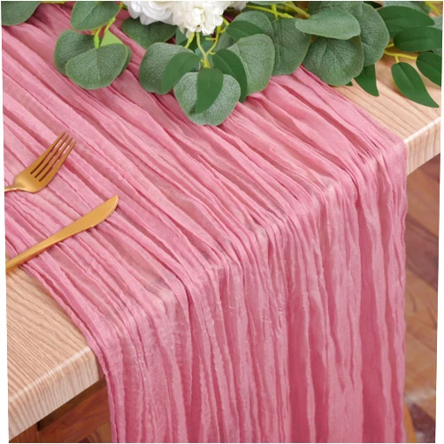 Fani 6 Pack Dusty Rose Cheesecloth Table Runner 13Ft Boho Gauze Table Runner Cheese Cloth Long Rustic Sheer Table Runner for Wedding Bridal Baby Shower Birthday Party Cake Table Arbor Decorations