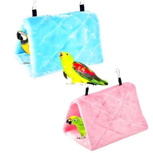Magnoloran 2 Pack Warm Bird Nest House Bed Hanging Hammock Sleeping Bed Plush Hanging Snuggle Cave Happy Hut for Pet Parrot Cockatiel Cockatoo Parakeet Conure African Grey Macaw (Blue&Pink)