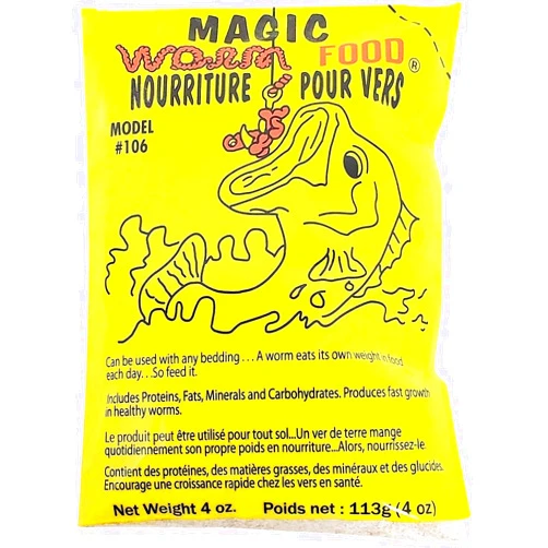 Lurwind Magic Worm Food 3 Pack of 4oz Premium Earthworm & Nightcrawler Meal - Professional Grade Complete Nutrition for Fishing Bait Worms - 32 Essential Nutrients