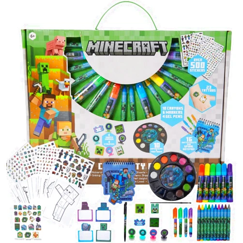 Innovative Designs Minecraft Creativity Fun Kids Art Set for Coloring, Painting, and Crafts