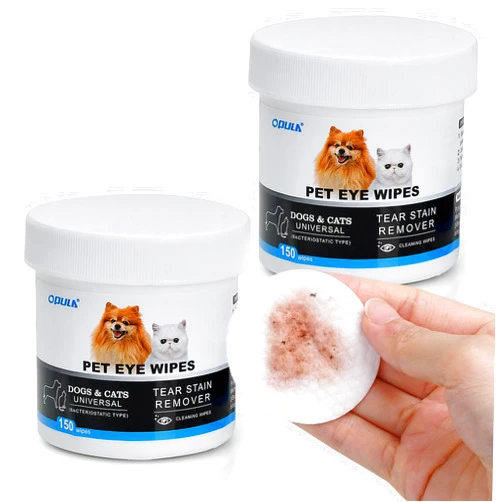 OPULA Dog Eye Wipes Biodegradable 300 Count, Cat Dog Eye Cleaner, Pet Tear Stain Remover Wipes, Dog Eye Cleaning Wipes, Eye Cleaner Pads, Unscented Gentle Pet Tear Wipe