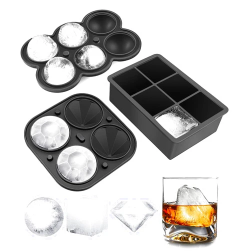 DclobTop Ice Cube Trays and Ice Molds, Silicone Ice Cube Molds for Freezer with Lid, Diamond & Sphere Ice Ball Maker & Square Ice Cube Maker for Whiskey, Cocktails and Homemade, Reusable