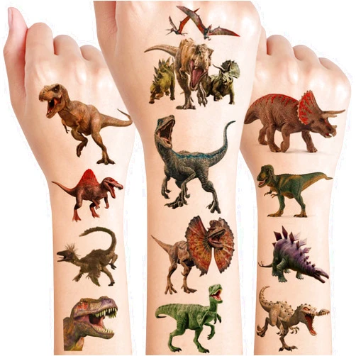 Joicin 97 Pcs Dinosaur Temporary Tattoos Stickers, Cute Forest Dinosaur Waterproof Tattoo Stickers Theme Party Supplies Decoration Birthday Party Favors Kids Boys Girls Gifts