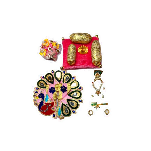 Generic Laddu/Ladoo Gopal Dress with Full Shringar/Bal Gopal Accessories/Kanhaji Poshak Combo Set of Dress with Shringar for Thakurji 0 No, Multicolor