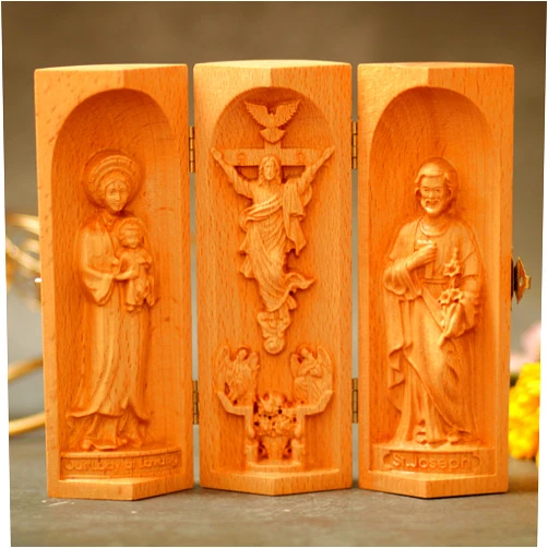 SutiCraftShop Religious Triptych Altar for Family,Wooden Religious Gifts,Christian Gift,Best Family Gift,Thank You Gift,Housewarming Gift,Fathers Day Gift