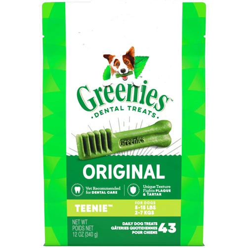 Greenies Original Teenie Natural Dental Care Dog Treats, 12 oz. Pack (43 Treats)