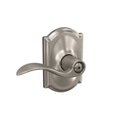 Schlage F40 ACC 619 CAM Accent Door Lever with Camelot Trim, Bed & Bath Privacy Lock, Satin Nickel