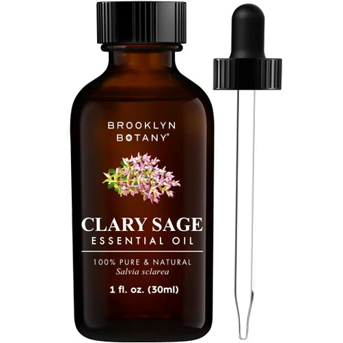 Brooklyn Botany Clary Sage Essential Oil – 100% Pure and Natural – Premium Grade Oil with Dropper - for Aromatherapy and Diffuser - 1 Fl Oz