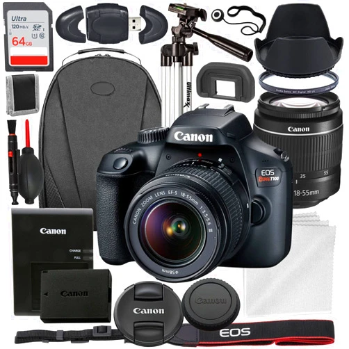 Canon EOS Rebel T100/4000D DSLR Camera with 18-55mm f/3.5-5.6 Zoom Lens and Advanced Accessory Bundle
