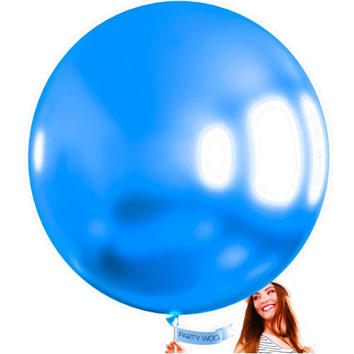 PartyWoo Metallic Blue Large Balloons, 4 pcs 36 Inch Balloons, Blue Metallic Big Balloons, Chrome Blue Giant Balloons, Jumbo Balloons for Birthday Party Decorations, Baby Shower Decorations, Blue-G106