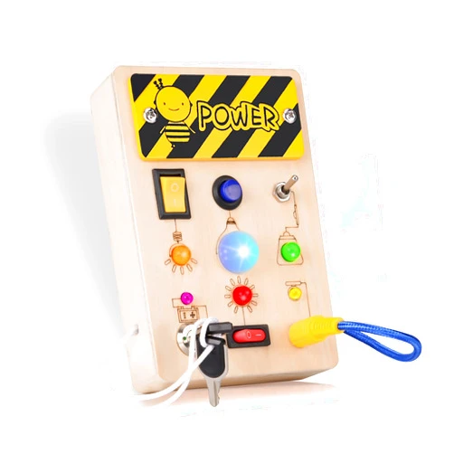 Hikoshi Montessori Toddler Busy Board for 1 Year Old - Wooden Sensory Switch Board Travel Toys for Toddlers & Babies, Preschool Educational Montessori Toys for 1 2 3 4 Year Old Boys Girls