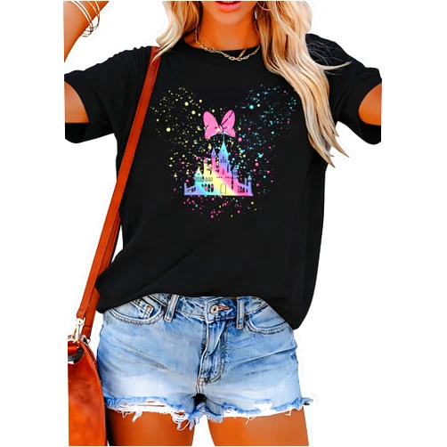 UNIQUEONE Magical Shirt for Women Magic Kingdom Tshirt Family Vacation Tee Castle Graphic Short Sleeve Tops
