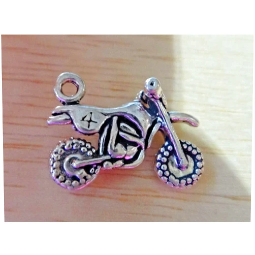 JumpingLight Sterling Silver 3D 20x13mm Detailed Motorcycle Dirt Bike Charm - Jewelry Making DIY Crafting Charm Beads for Bracelets