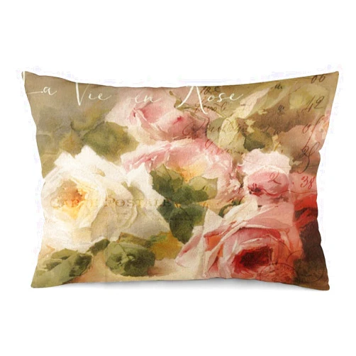 Wreioau Shabby Chic Rose Throw Pillow Case Rectangle Lumbar Decorative Pillow Cover Home Decor for Living Room Sofa Car Cozy Cushion Cover 12