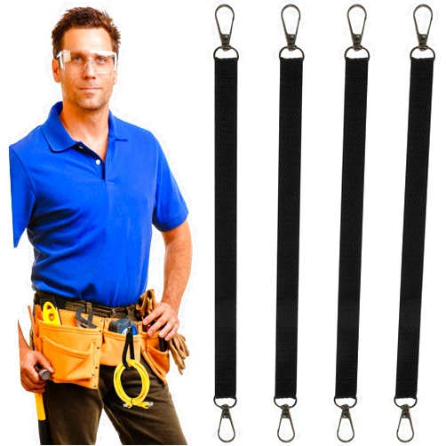 Abizarch 4pcs Electrical Tape Holder Straps Heavy Duty Tape Holder Chain with Carabiner Hooks Thong Waist Tape Holder Lanyard Polyester Tape Storage Chain for Pouch Bag Tool Box(4 Pack)