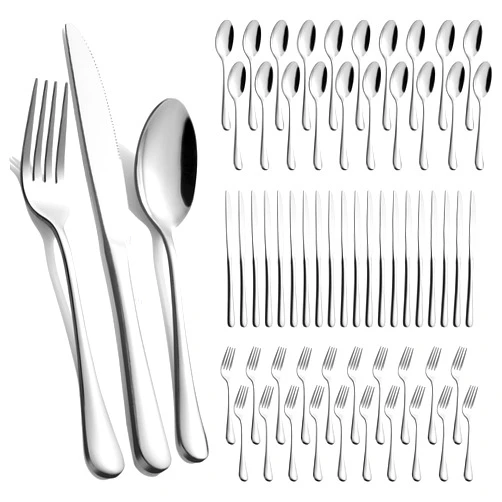TININA 60-Piece Silverware Set for 20 - Stainless Steel Flatware Cutlery Set, Mirror Polished Flatware Set Include Forks Spoons Knives for Home Wedding Restaurant, Dishwasher Safe, Silver, 60 PCS