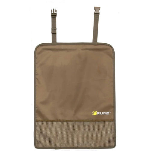 TIKE SMART Luxury Clean-Edge Kick Mat w/Mesh Pocket - Seat Back Protector and Seat Cover with Invisible Strap and Stiff Edging - Tan/Beige (1 Mat)